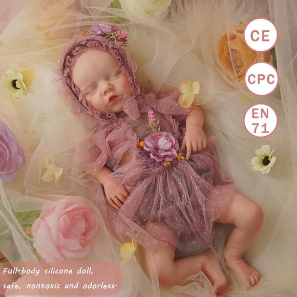 18 Inch Lifelike Full Silicone Body Dora-wheaten Newborn Girl Reborn Baby Doll - Picture 3 of 6